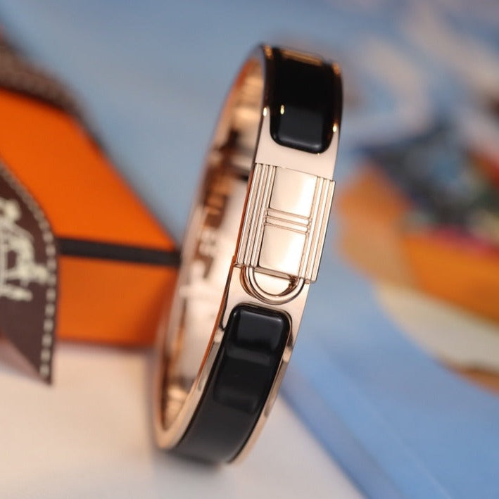 HELENE LOCK BLACK BRACELET ROSE GOLD