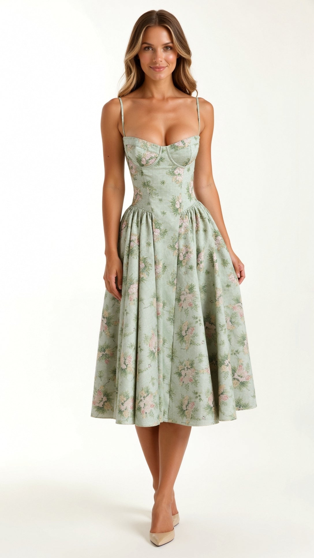 Odette Élégance | Vestido midi com corpete estruturado