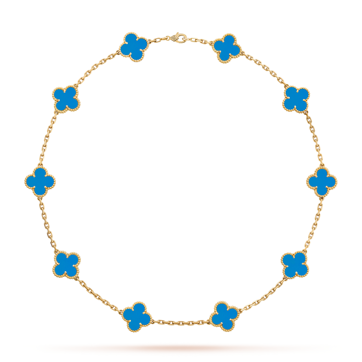 CLOVER 10 MOTIFS BLUE AGATE NECKLACE