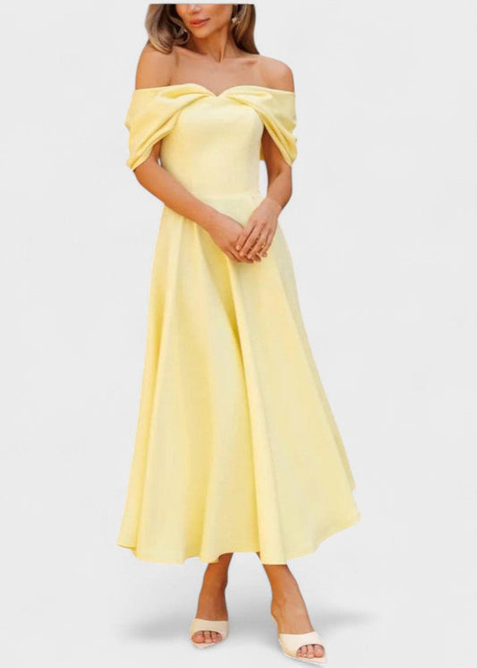 Isadora | Vestido Maxi Elegante com Ombros À Mostra e Drapeado