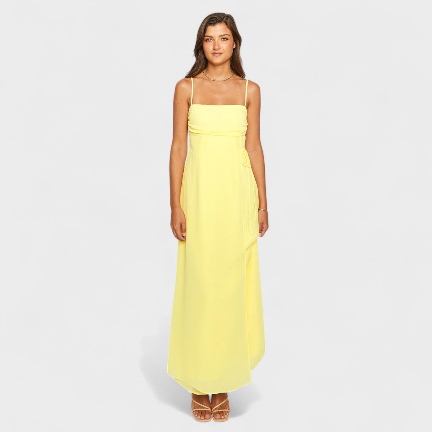 Flossie - Vestido maxi amarelo com laço lateral