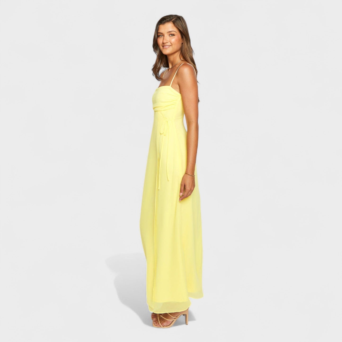 Flossie - Vestido maxi amarelo com laço lateral