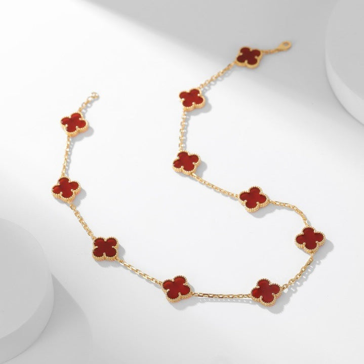 CLOVERS THE  10-MOTIFS CARNELIAN NECKLACE