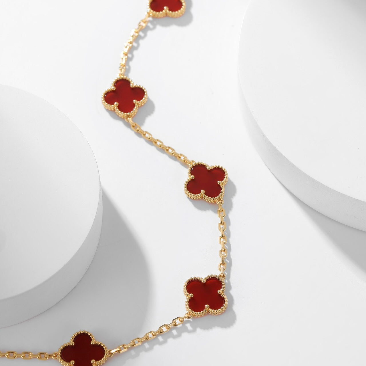 CLOVERS THE  10-MOTIFS CARNELIAN NECKLACE