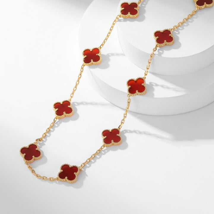 CLOVERS THE  10-MOTIFS CARNELIAN NECKLACE