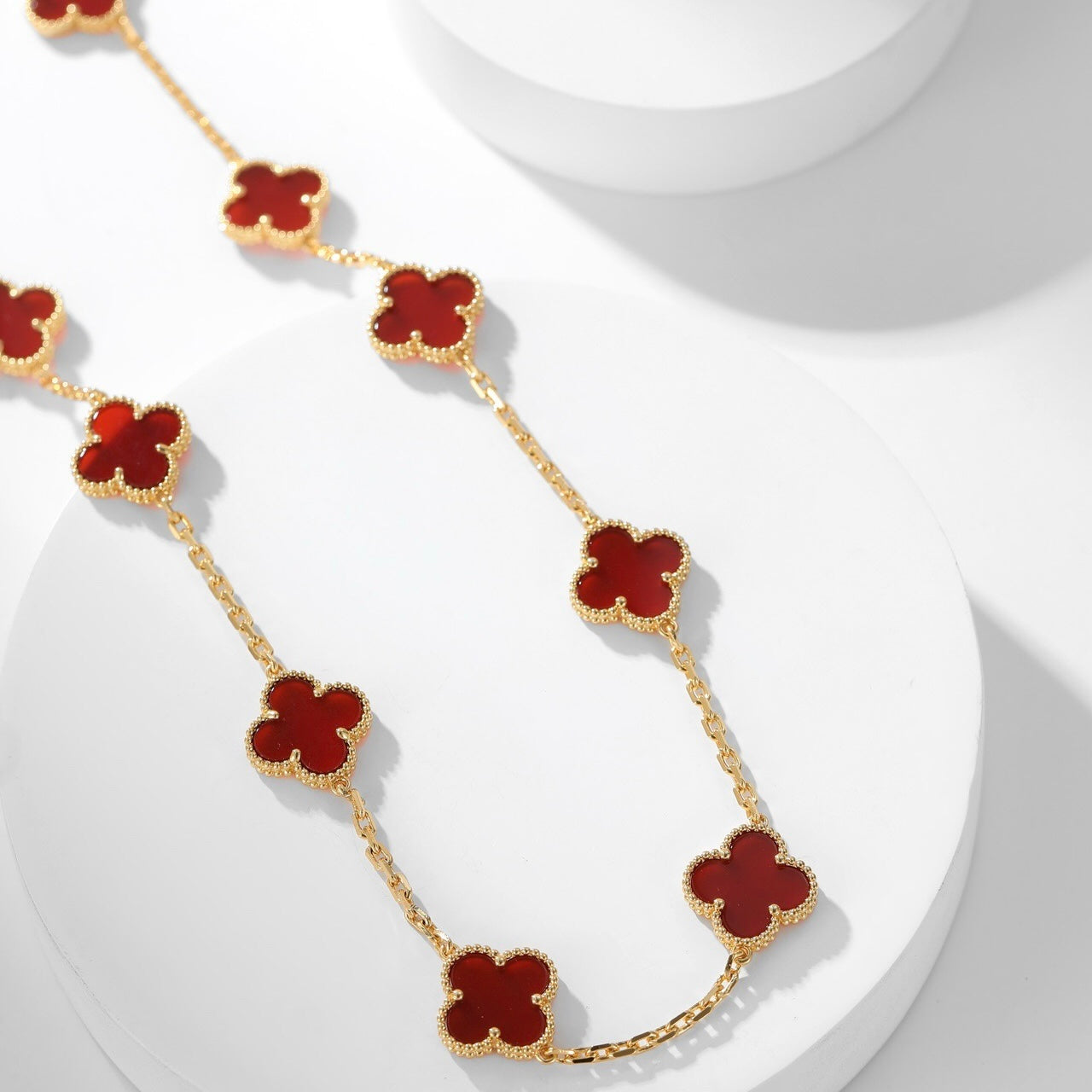 CLOVERS THE  10-MOTIFS CARNELIAN NECKLACE