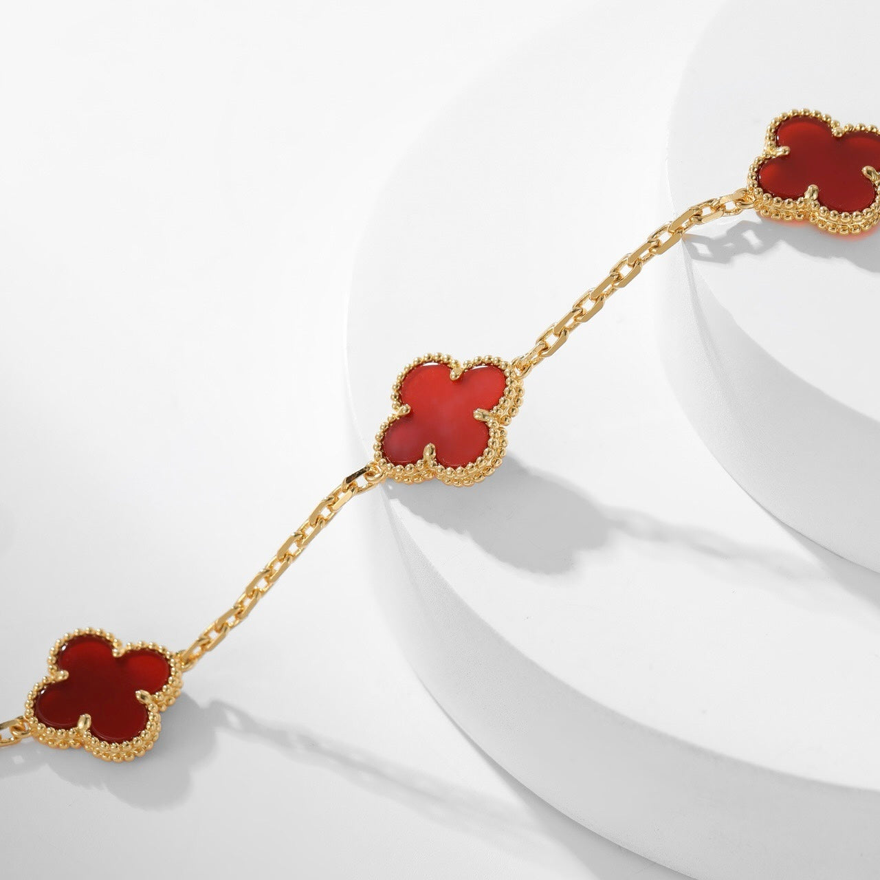 CLOVERS THE  10-MOTIFS CARNELIAN NECKLACE