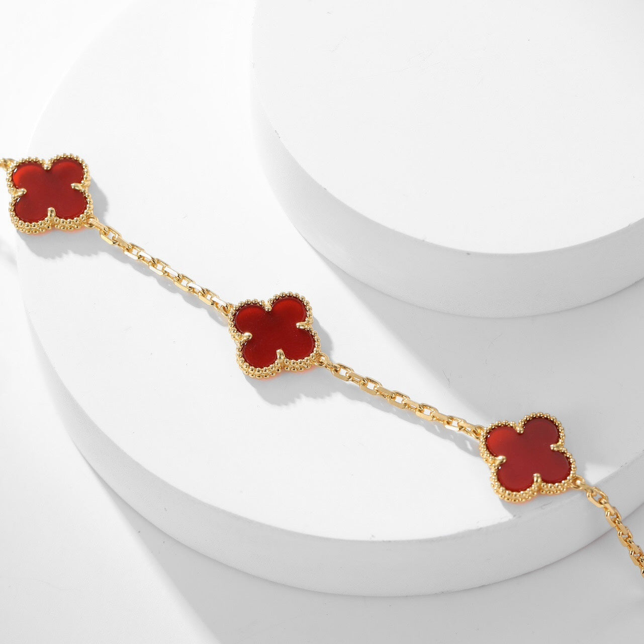 CLOVERS THE  10-MOTIFS CARNELIAN NECKLACE
