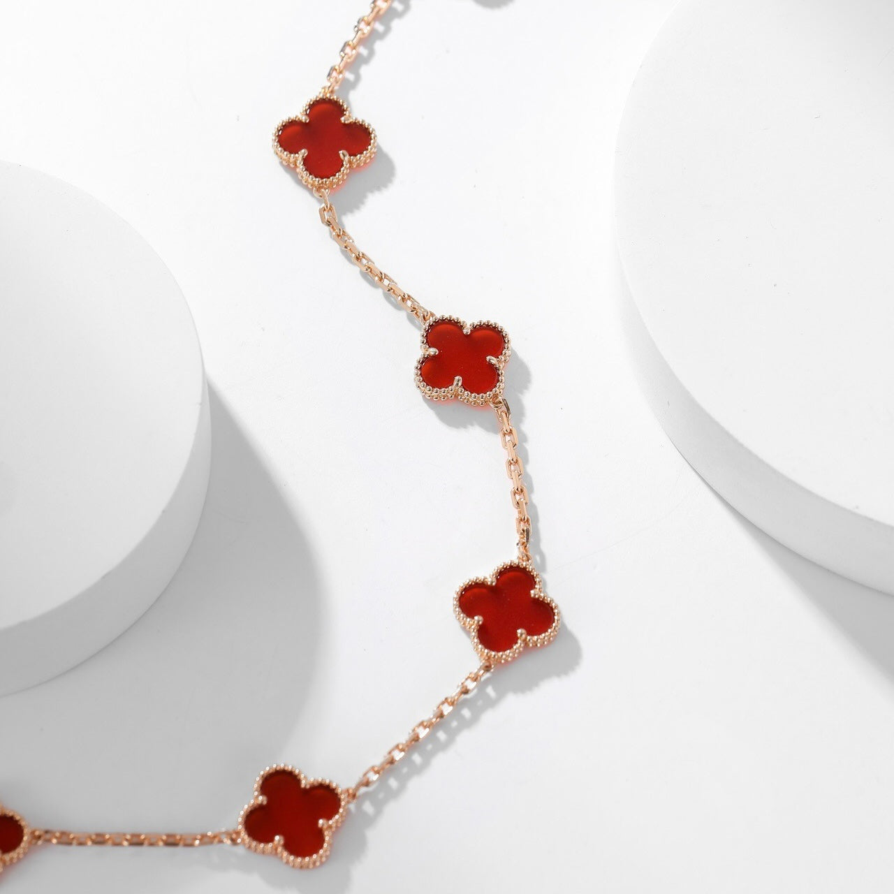 CLOVER 10 MOTIFS CARNELIAN NECKLACE