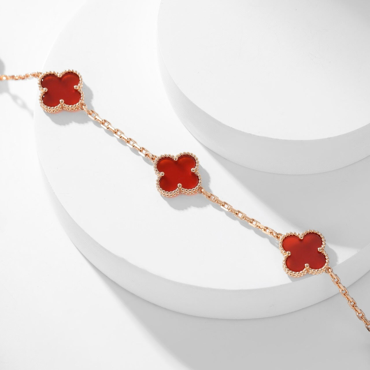 CLOVERS THE  10-MOTIFS CARNELIAN NECKLACE