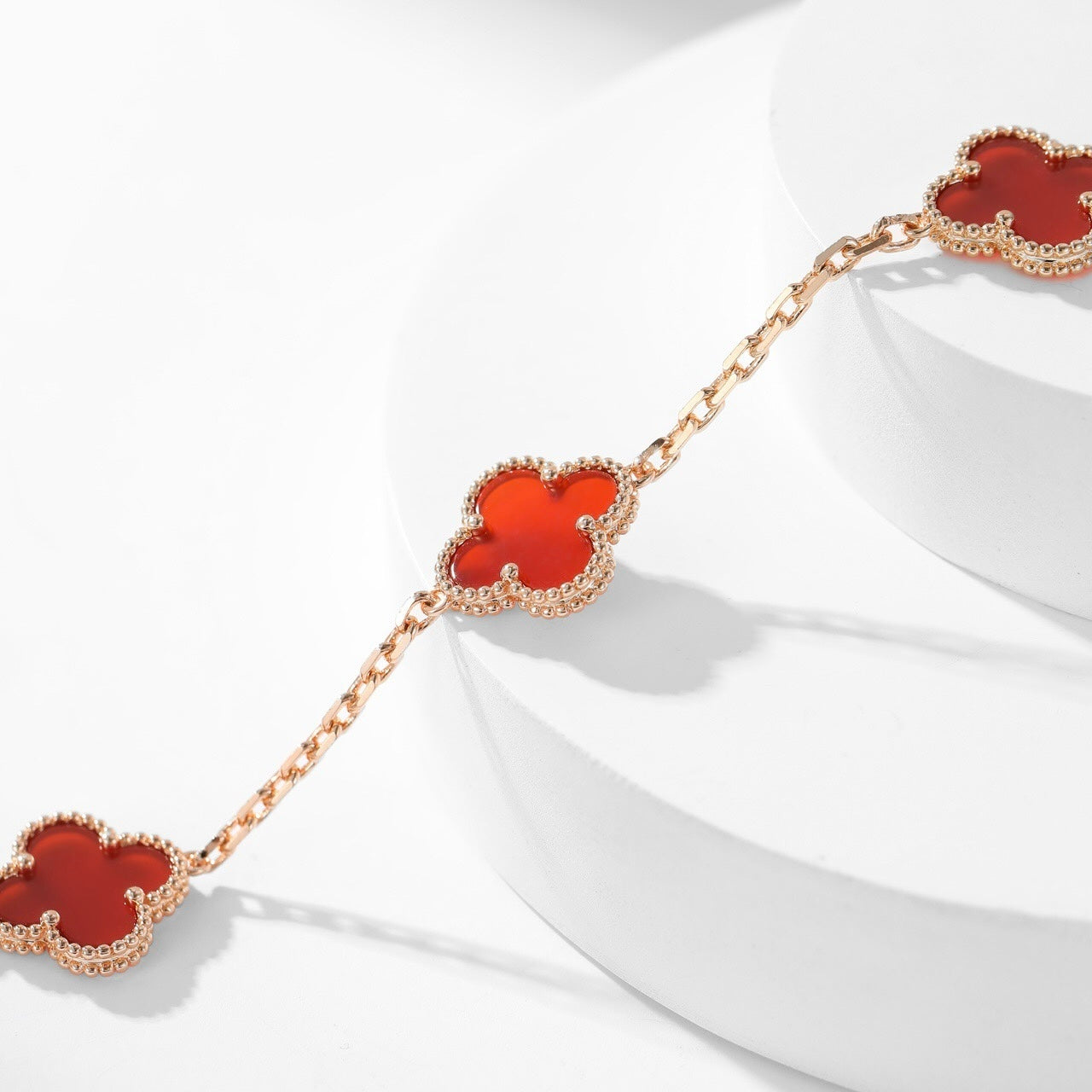 CLOVERS THE  10-MOTIFS CARNELIAN NECKLACE