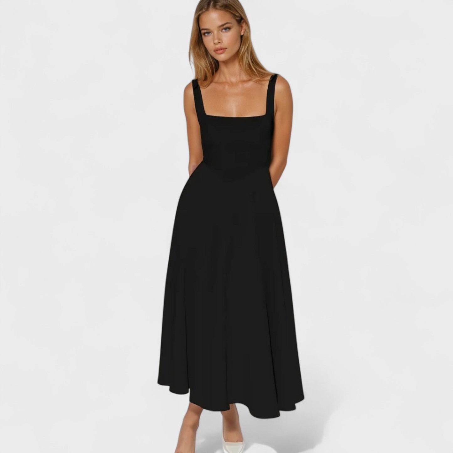 Maribel - Vestido Midi com decote quadrado