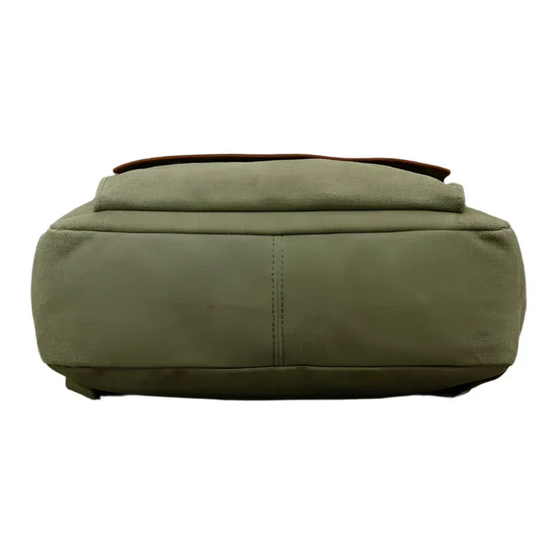 Mochila de Couro e Lona Genuine | Mochila Vintage para Laptop de Faculdade