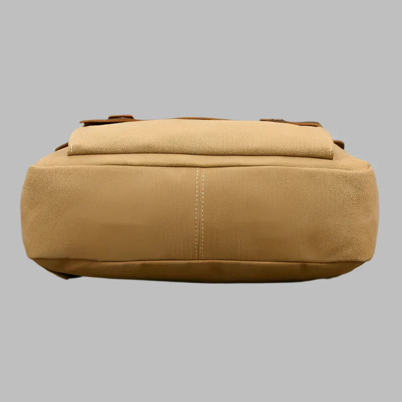 Mochila de Couro e Lona Genuine | Mochila Vintage para Laptop de Faculdade