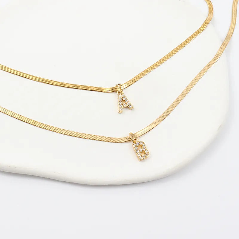 Melly Initial Herringbone Necklace