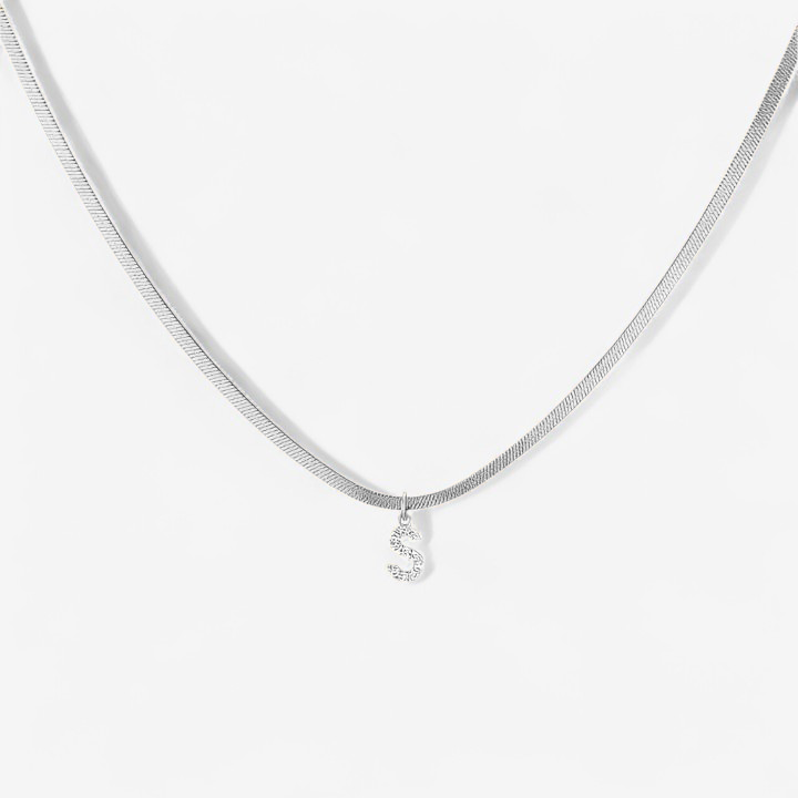 Melly Initial Herringbone Necklace