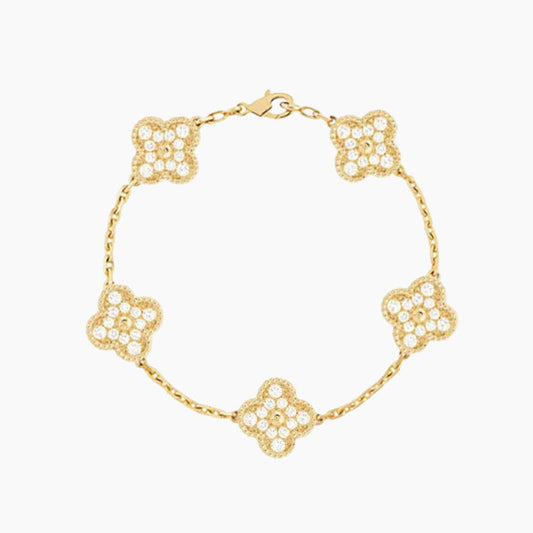 FOUR LEAF CLOVER IN GOLD ZIRCONIA