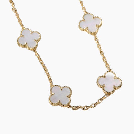 CLOVERS THE 10-MOTIFS WHITE MOTHER OF PEARL NECKLACE