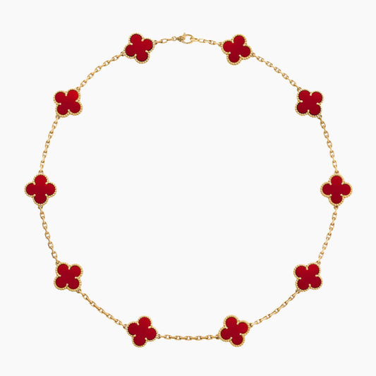CLOVER 10 MOTIFS CARNELIAN NECKLACE