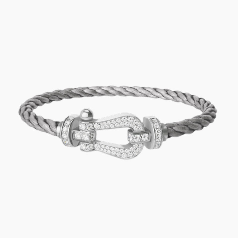 FORCE LARGE HORSESHOE FULL DIAMOND BRACELET SILVER