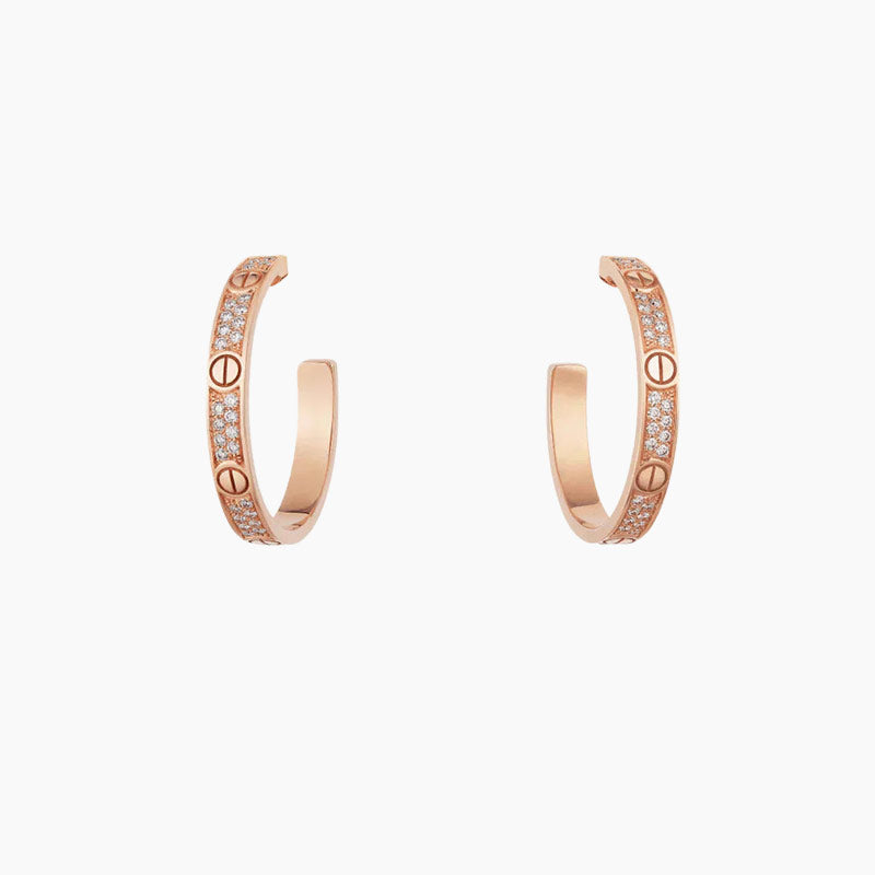 LOVE DIAMOND PINK GOLD HOOP EARRINGS