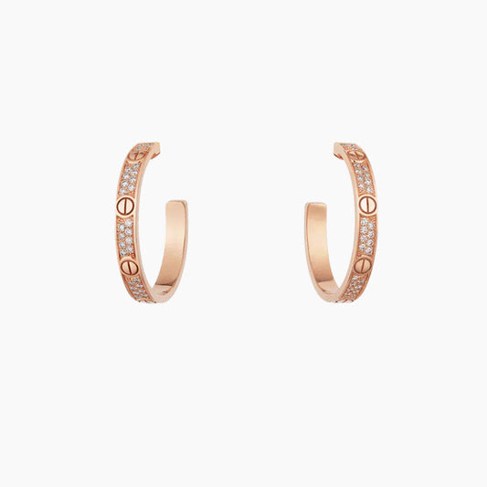 LOVE DIAMOND PINK GOLD HOOP EARRINGS